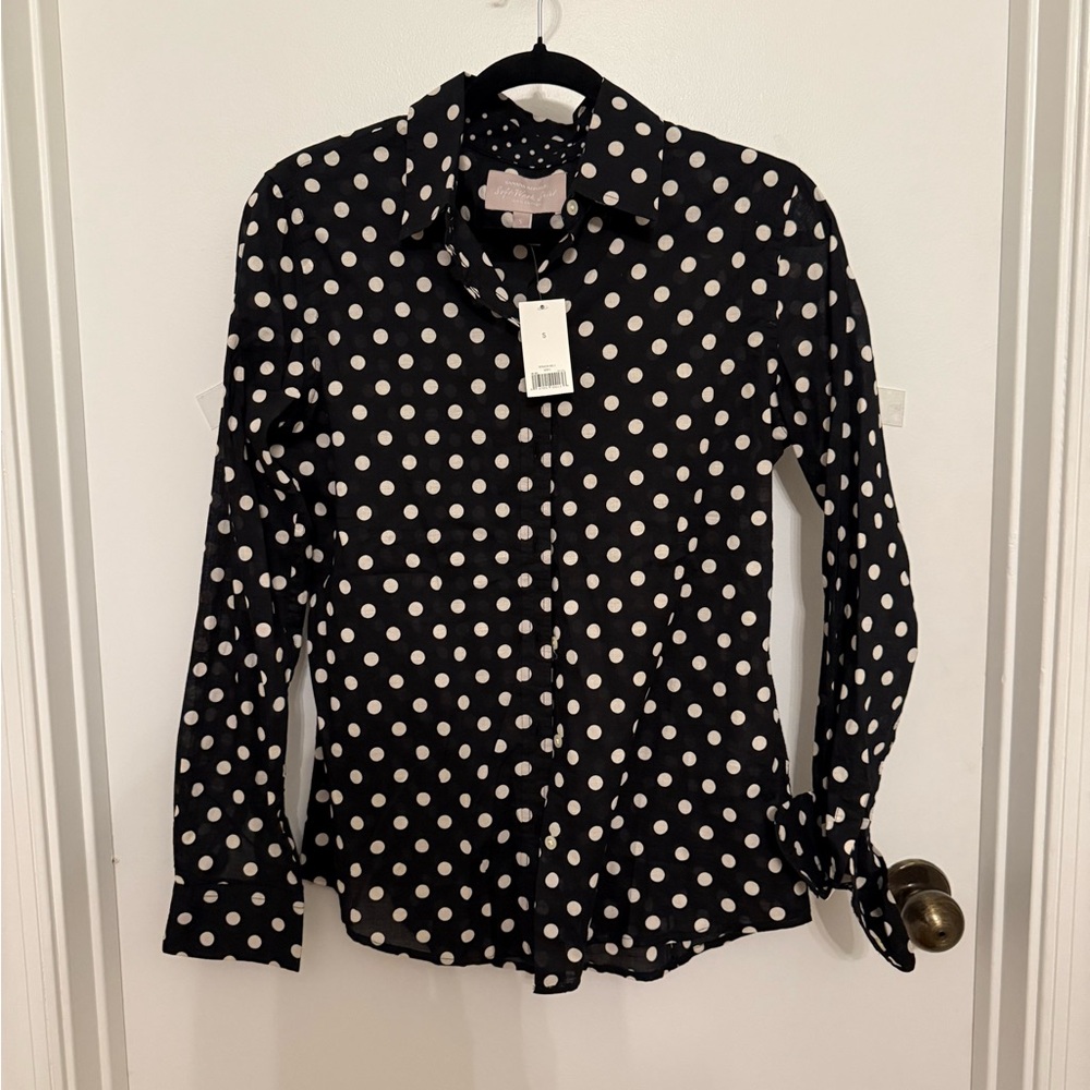Banana Republic Black and White Polka Dot Button Down Shirt